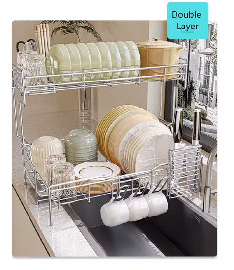 Double Baskets 2-Tier Supermarket Metal Shopping Trolly Cart
