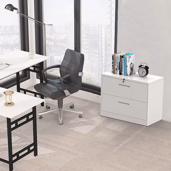 2引き出し横ファイルキャビネット金属ファイリングキャビネットオフィスホームスチールワイド収納キャビネット