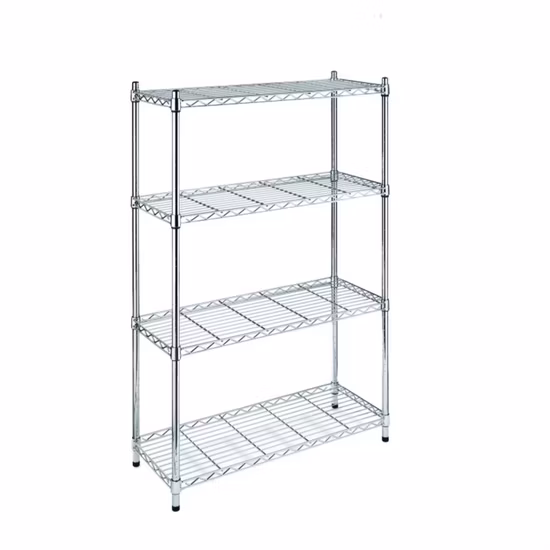 5段クロームワイヤーラック、金属製家庭用ガレージシェルフ
