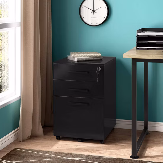 オフィス家具 A4 ファイル スチール キャビネット 3 引き出しモバイルペデスタル